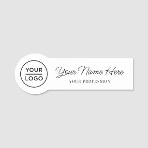 Cute Chic Script Personeelskaart Ronde Logo Naamba Naamplaatje