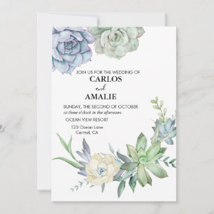 Cute Chic Succulents Green Green Invitations
