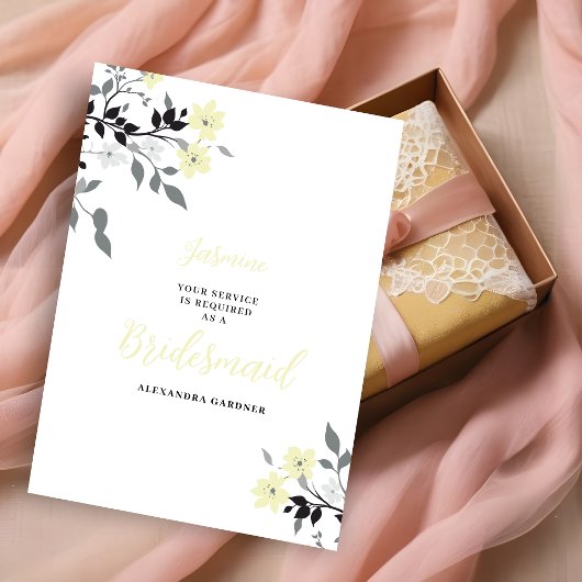 Cute Chic Yellow Floral Bunch Wedding Bridesmaid Kaart