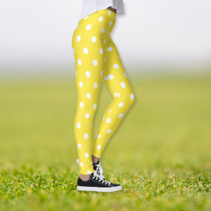 Cute Chic Yellow White Polka Dots Pattern Mode Leggings