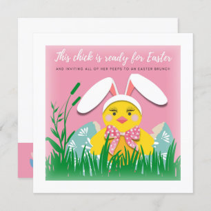 Cute Chick Invite voor Pasen Brunch Kaart