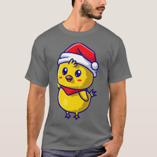 Cute Chick met Pet en Scarf Waving Hand Cartoon T-shirt