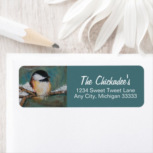 Cute Chickadee Art Etiket (Insitu)