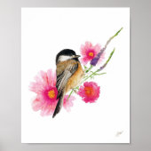 Cute Chickadee Bird Art Print (Voorkant)
