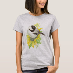 Cute Chickadee, Bird, Sunflower, Garden, Natuur T-shirt