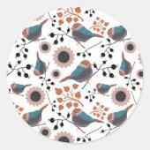 Cute Chickadee Birds Pattern Ronde Sticker (Voorkant)