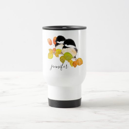 Cute chickadee Birds Tourisme personnalisé Mug (Centre)