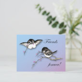 Cute Chickadee Briefkaart Friends Forever (Staand voorkant)