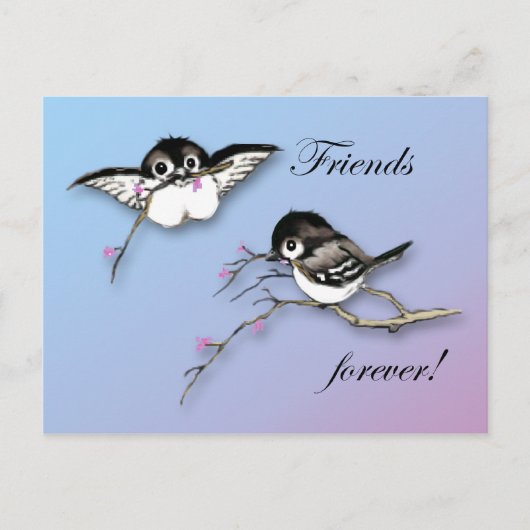 Cute Chickadee Briefkaart Friends Forever (Voorkant)