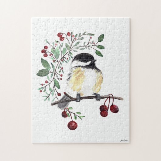 Cute Chickadee Waterverf Art Legpuzzel (Verticaal)