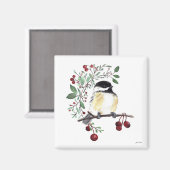 Cute Chickadee Waterverf Art Magnet Magneet (Voorkant / Achterkant)