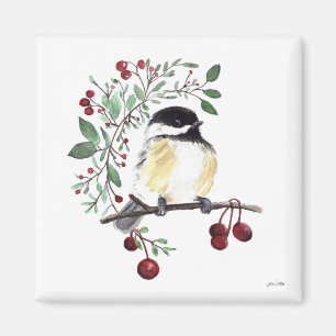 Cute Chickadee Waterverf Art Magnet Magneet
