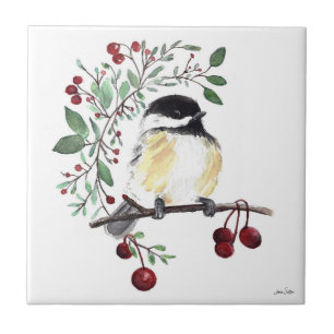 Cute Chickadee Waterverf Ceramic Tile Tegeltje