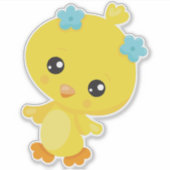 Cute Chicken, Baby Chicken, Chick, Flowers Sticker (Voorkant)