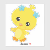 Cute Chicken, Baby Chicken, Chick, Flowers Sticker (Vel)