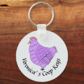 Cute Chicken Coop Gepersonaliseerd Sleutelhanger (Voorkant)