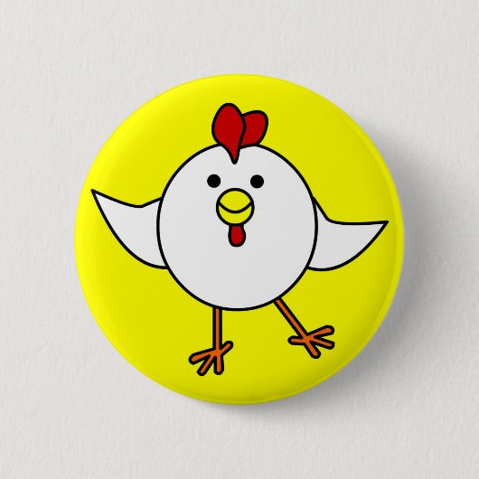 Cute Chicken Dance - White en Yellow Ronde Button 5,7 Cm (Voorkant)