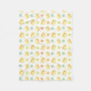 Cute Chicken & Flowers Pattern Fleece Deken