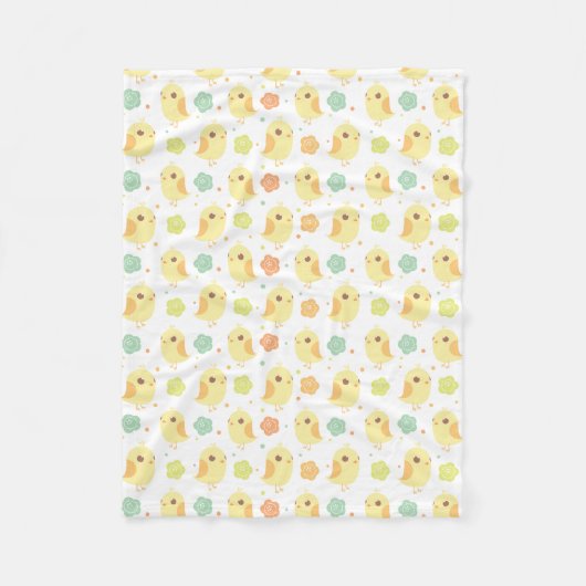 Cute Chicken & Flowers Pattern Fleece Deken (Voorkant)