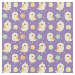 Cute Chicken & Flowers Pattern Stof