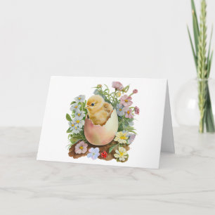Cute Chicken in de eieren schaal & Aquarel Bloemen Kaart