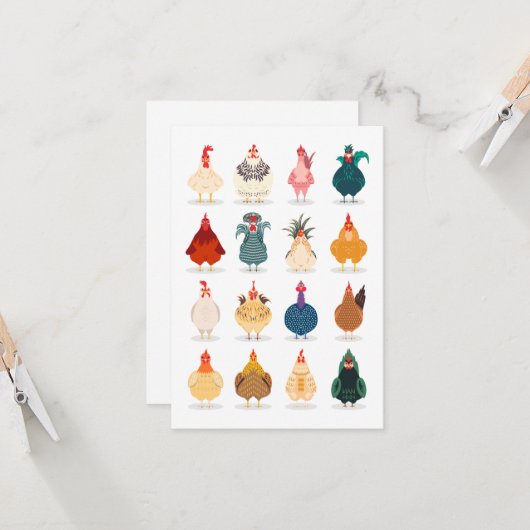 Cute Chicken Kaart (Voorkant / Achterkant in situ)