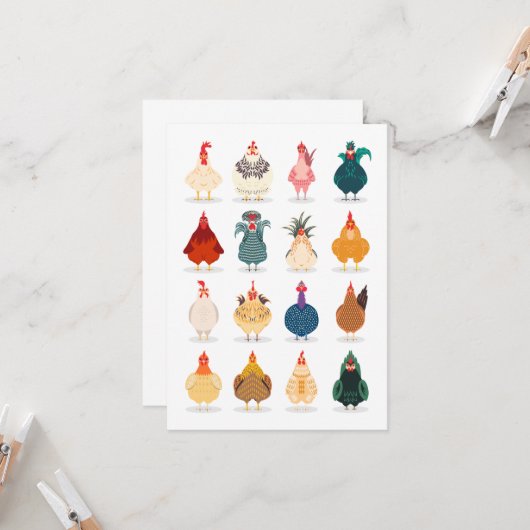 Cute Chicken Kaart (Voorkant / Achterkant in situ)