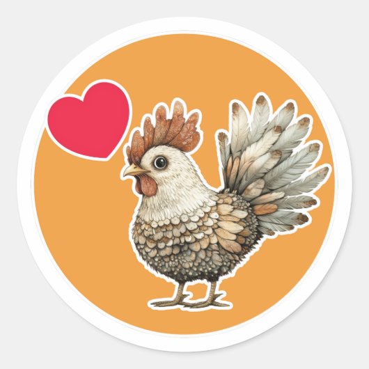 Cute Chicken Ronde Sticker (Voorkant)