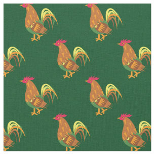 Cute Chicken Rooster Kinder Baby Nursery Green Stof
