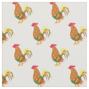 Cute Chicken Rooster Kinder Baby Nursery White Stof
