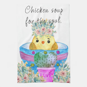 Cute Chicken Soup voor de Soul Kitchen Towel Theedoek