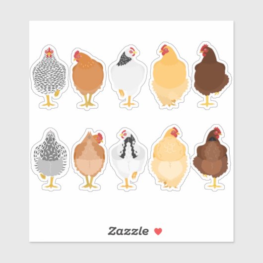 cute chickens front&back sticker set (Feuille)