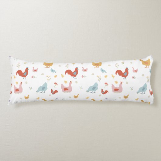 Cute Chickens Hens and Baby Chicks Lichaamskussen (Voorkant)