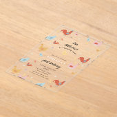 Cute Chickens Hens and Chick Girl First Birthday Acryl Uitnodigingen (Laagn)