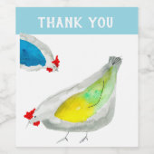 Cute chickens watercolor wijn etiket (Enkel label)