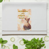 Cute Chien Citrouille Épices Serviette de cuisine (Plié)