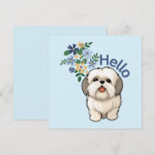 Cute Chien Hello Carte Plat (Devant / Derrière)