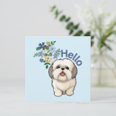 Cute Chien Hello Carte Plat (Debout devant)