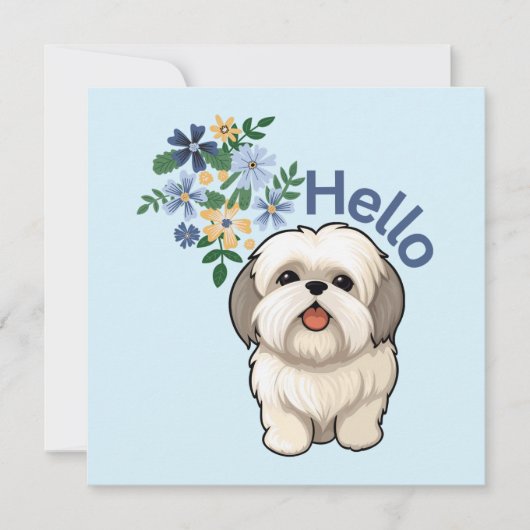 Cute Chien Hello Carte Plat (Devant)