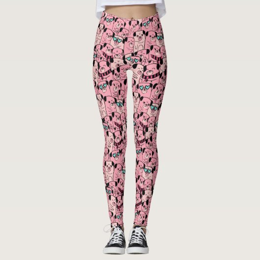 Cute Chien Motif Leggings (Devant)