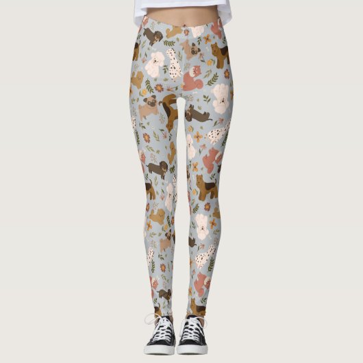 Cute Chien Motif Leggings (Devant)