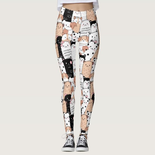 Cute Chien Motif Leggings (Devant)