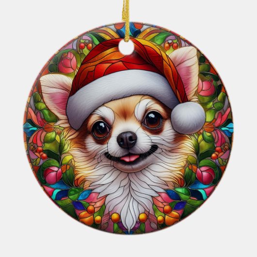 Cute Chihuahua Dog Kerstmis Keramisch Ornament (Achterkant)