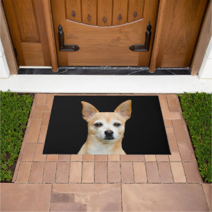 Cute Chihuahua Dog Tan Black Art Pet Portret Deurmat