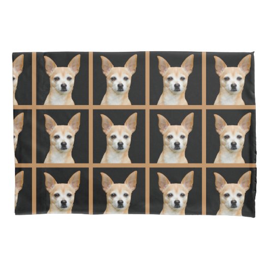 Cute Chihuahua Dog Tan Black Pattern Design Kussensloop (Voorkant-Links)