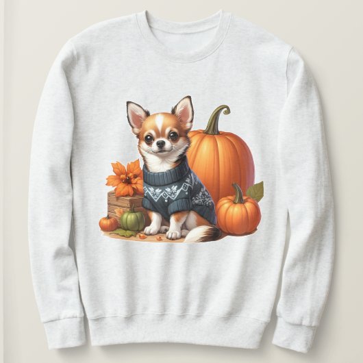 Cute Chihuahua en Sweat avec Citrouille (Design devant)