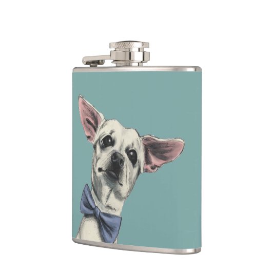 Cute Chihuahua met Bow Stropdas Tekening Heupfles (Links)