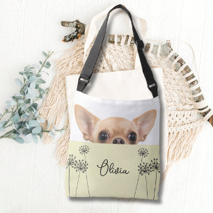 Cute Chihuahua Paardenbloem Gepersonaliseerde Scho Crossbody Tas