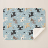 Cute Chihuahua Pattern Blue Sherpa Deken (Voorkant (horizontaal))