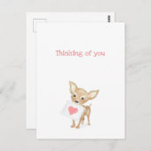 Cute chihuahua penser à vous carte postale (Devant / Derrière)